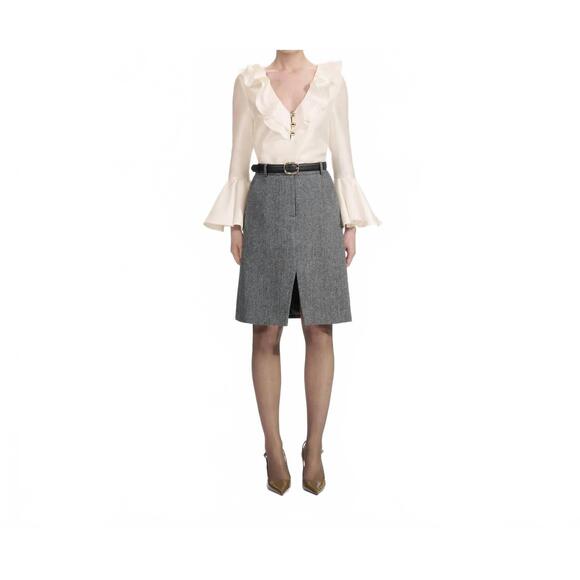 NEW SELF-PORTRAIT taffeta ruffle top in cream